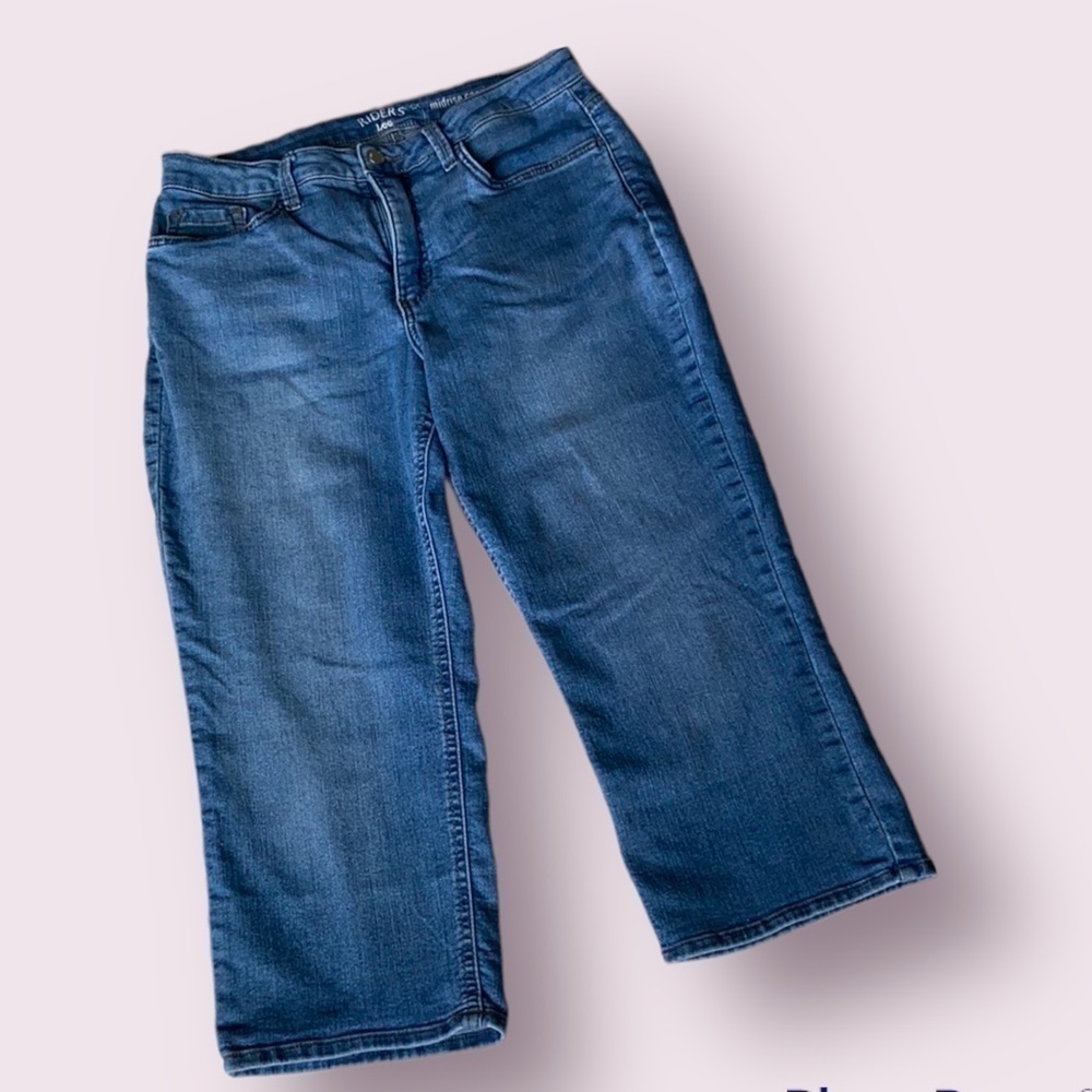 Riders by Lee Mid Rise Denim Blue Capri Jeans Size 10 - Picture 9 of 11